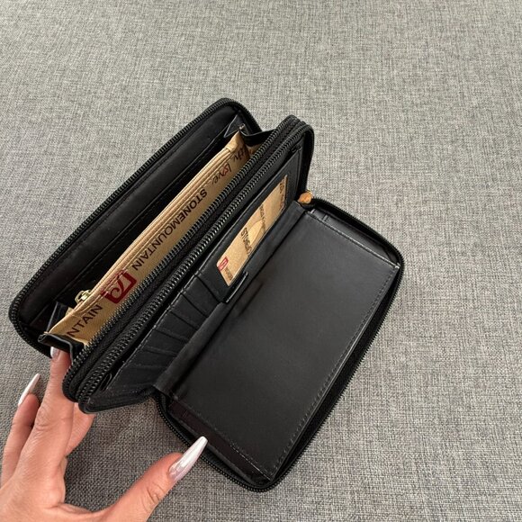 New! Stone Mountain faux leather Wallet Double Zipper 7.25" X 3.5"X 1.75" - Picture 12 of 14